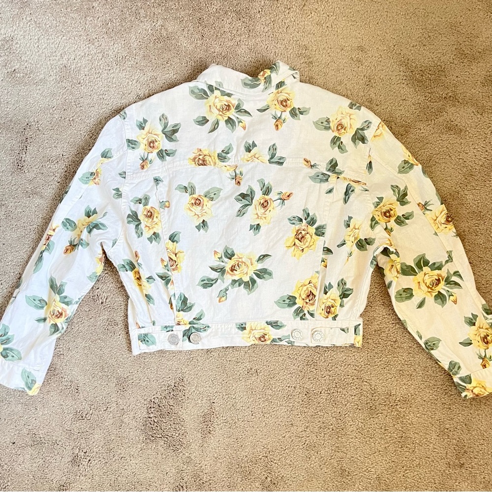 Vintage ESPRIT Sport 80s 90s Floral Rose Print Linen Cotton Blend Jacket size M - Picture 6 of 11